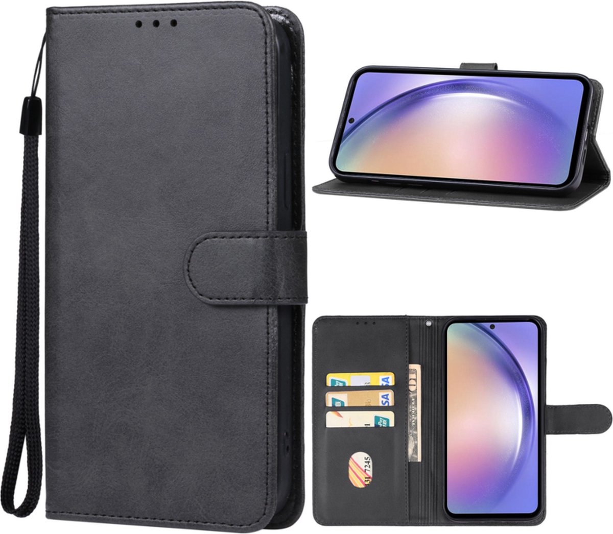 Boek Bescherm-Etui Hoes geschikt voor Samsung Galaxy A35 - Zwart