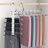 Ruimtebesparende Devesanter Broekhangers - 2 stuks, antislip, opvouwbaar - voor broeken, sjaals, jeans, kleding, handdoeken - zwart met 10 clips trousers hangers