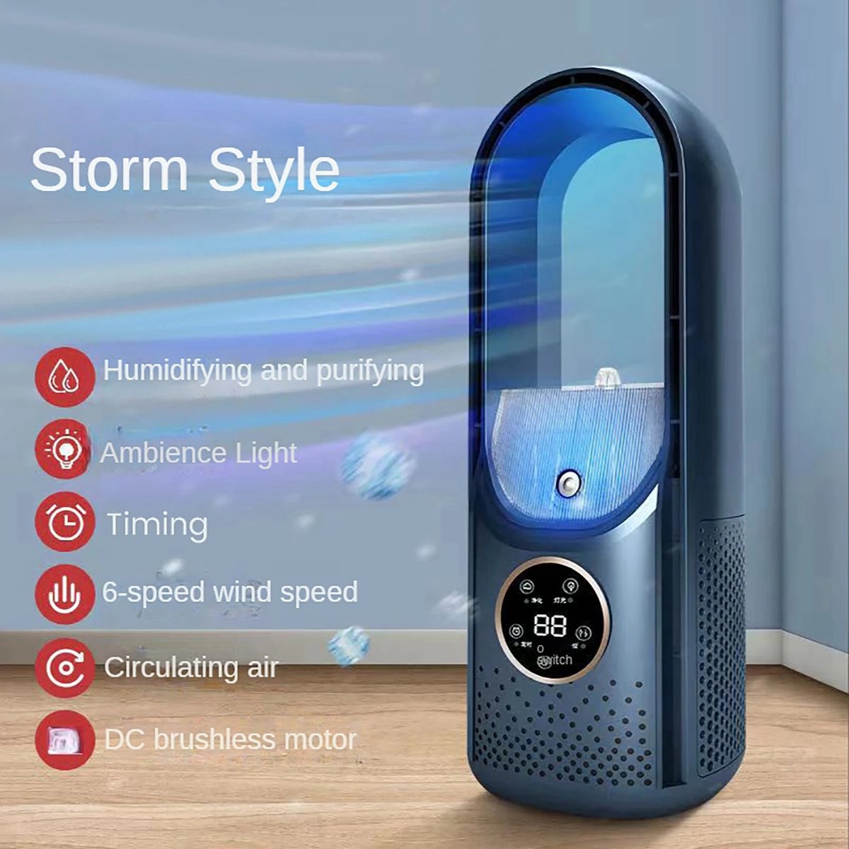 Wise® Bladloze Ventilator - 6 Speed Desktop - Fanless Blade Koeler - Draagbare Stille Ventilatoren - Luchtbevochtiger.