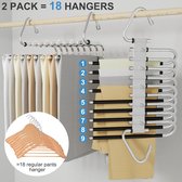 Opvouwbare broekhanger voor kleding - Ruimtebesparend multifunctioneel design - 2 stuks met antislip haken - Organiser voor broeken, sjaals en jeans - Zwart met 10 clips trousers hangers