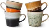 HKliving70's Ceramic Cappuccino mok kopjes set van 4 verve