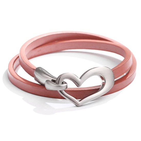Jomide Armband Hart Kunstleer - Roze