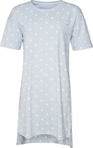By Louise Dames Nachthemd Korte Mouw Blauw Gestipt - Maat XXL | Big shirt | Slaaphemd