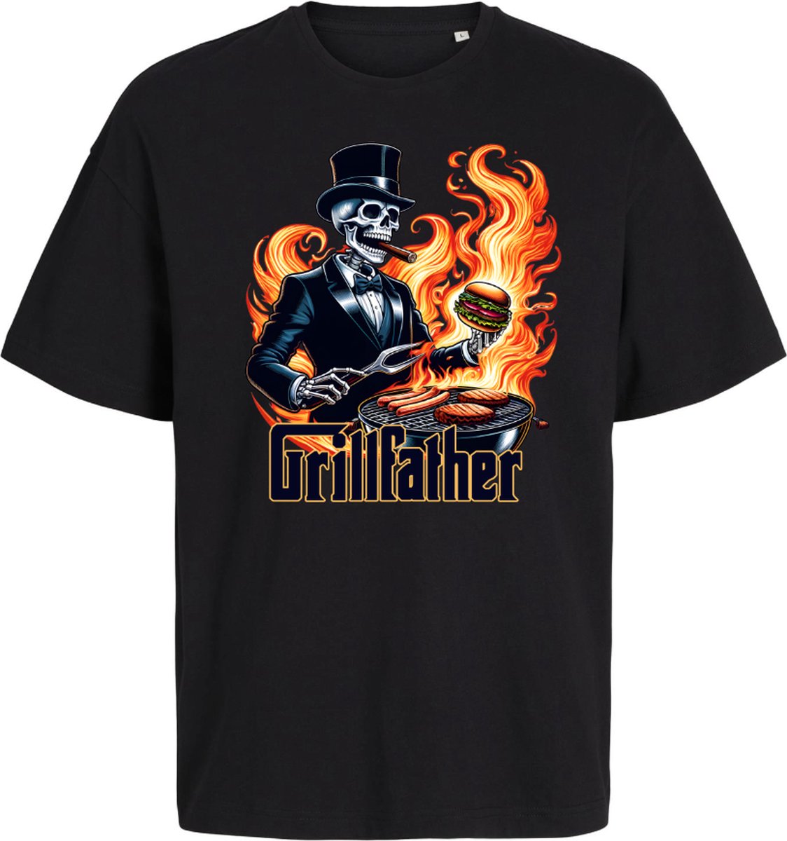Grappig shirt voor de BBQ liefhebber - Grillfather - Zwart - Print - Maat L