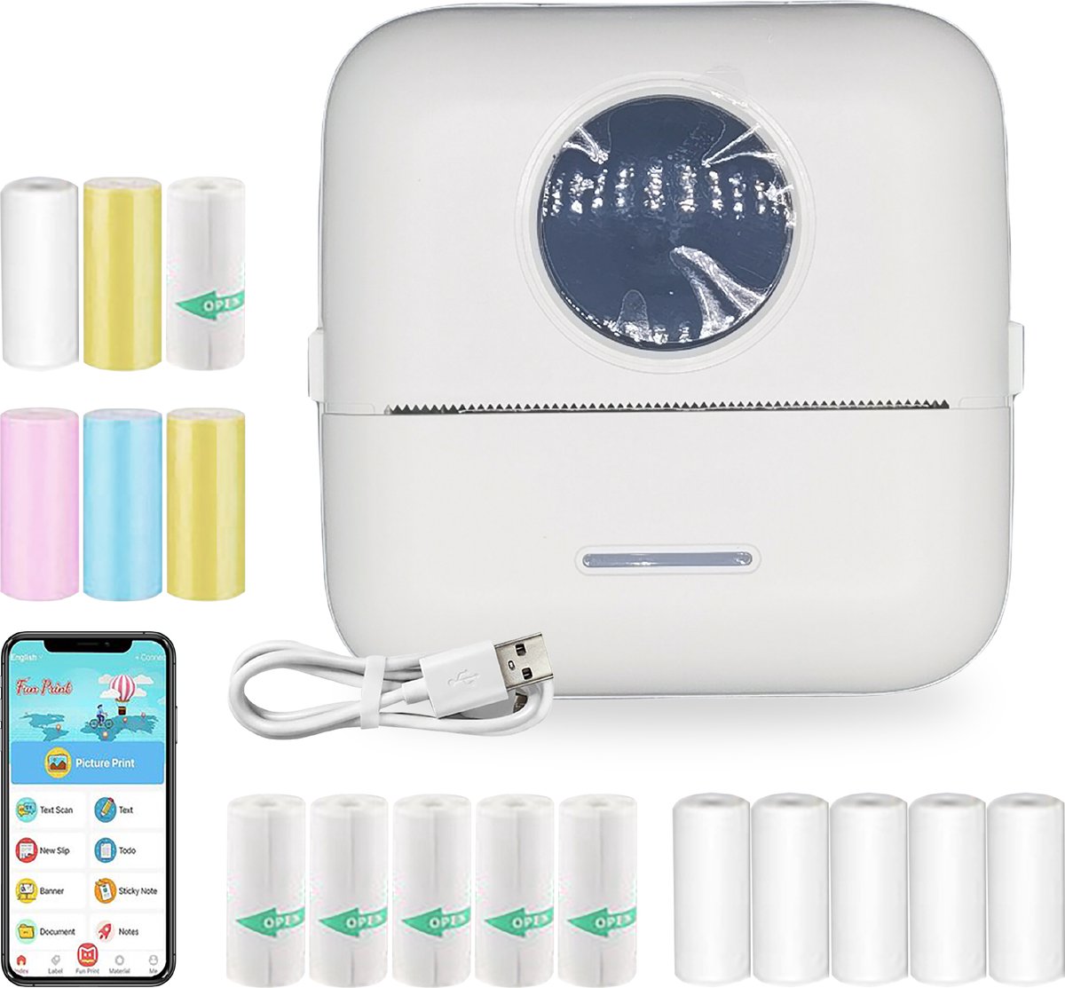 HeppieBabie Bluetooth Pocket Printer - Mini Printer - Sticker - Mobiele Fotoprinter - Incl 16 Papierrollen op Prijzenvolger.com