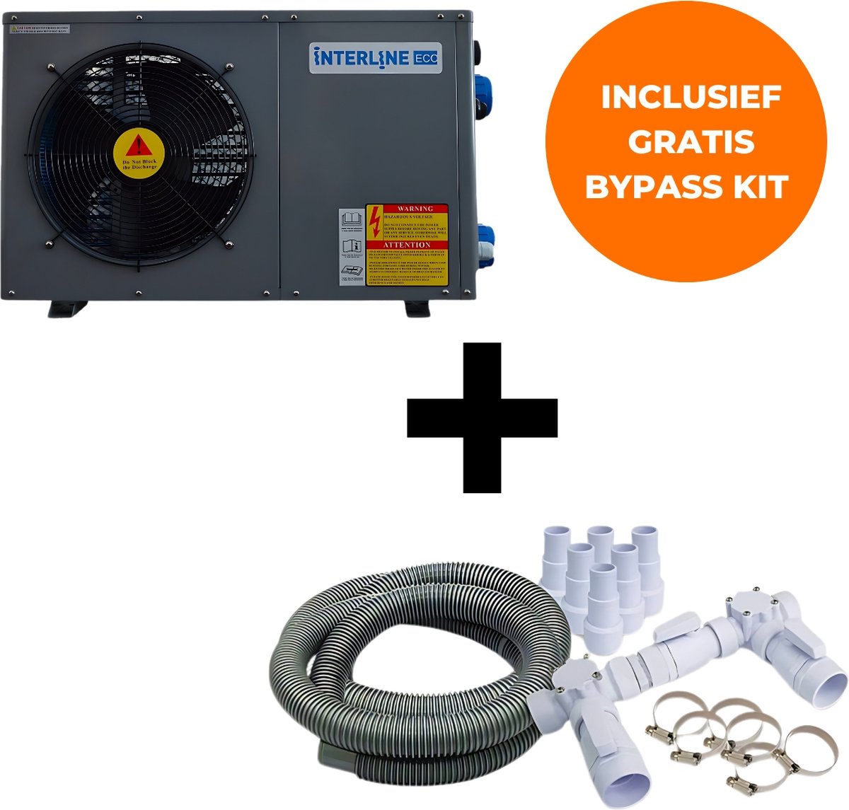 Interline Zwembad ECO Warmtepomp Zwembad Verwarming Pool Heater Energiezuinig Warmtepomp Elektrisch 7.8kW Staal Grijs