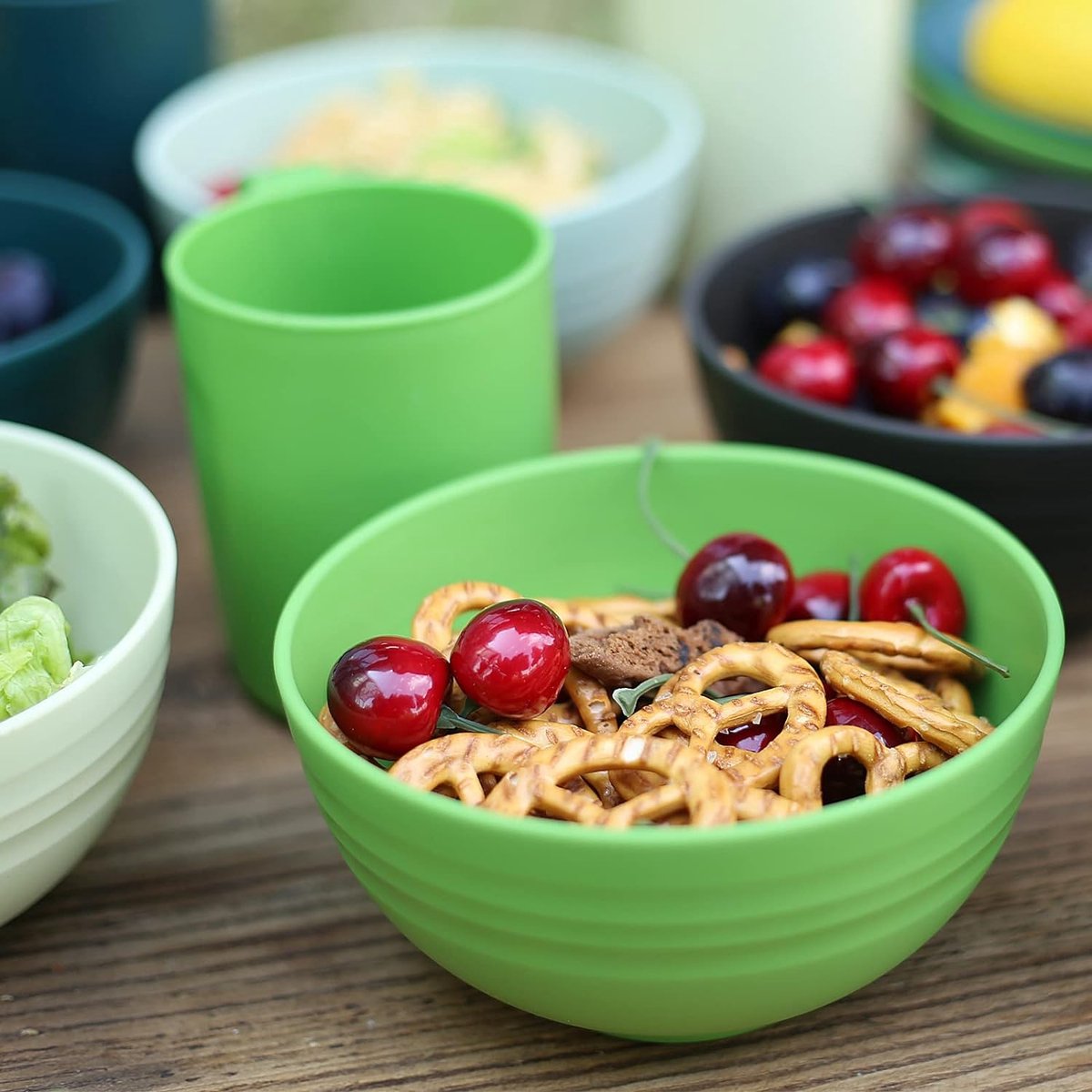 thumbnail: Onbreekbare Servies Set 32-delig Voor 8 Personenen - Camping & Picknick Plastic Borden