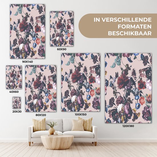 Peintures sur Toile - Fleurs - Motifs - Vintage - 120x180 cm - Décoration murale XXL