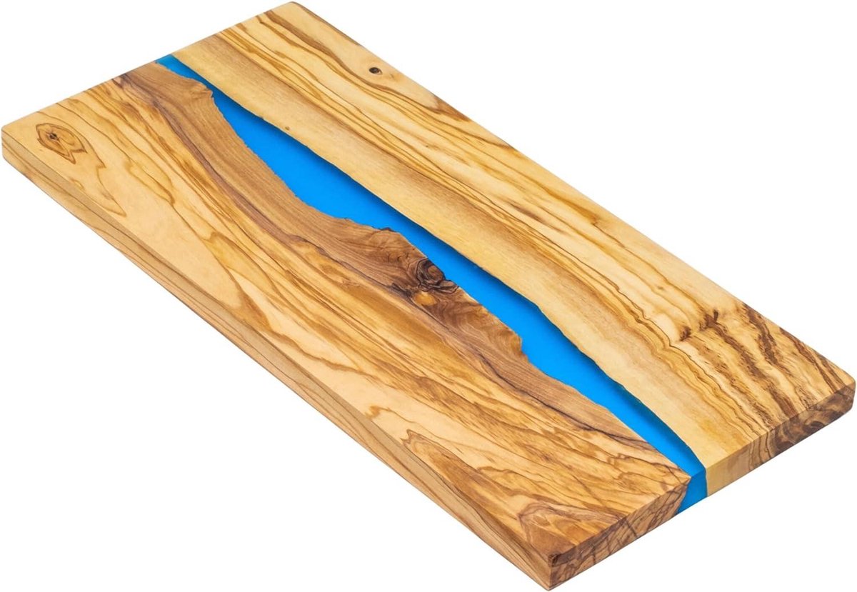 38x18x1.5 cm Olijfhouten Snijplank Borrelplank Snijplankenset Blauw