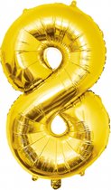 Folie ballon cijfer 8 jaar cijferballon verjaardag versiering goud 86 cm