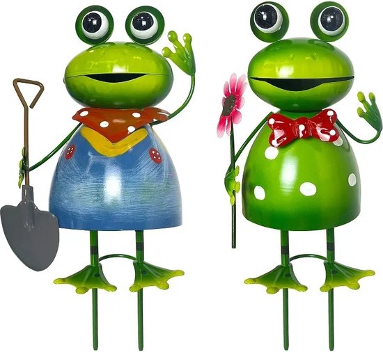 Tuinkikker beeld - Tuin Interieur - Kikker - Groen - Outdoor - Tuin versiering - Standbeeld