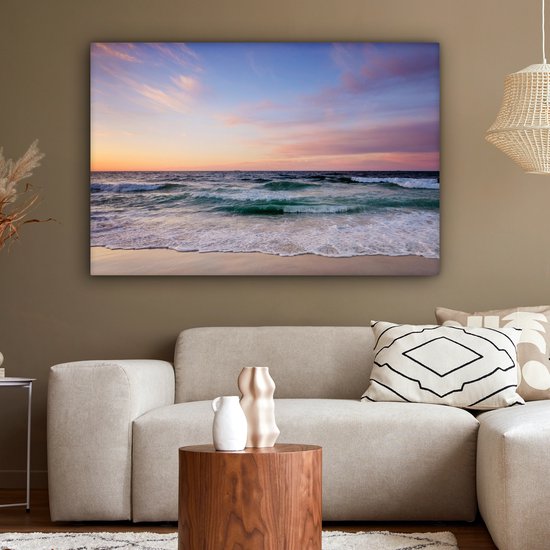 Canvas schilderij 140x90 cm - Wanddecoratie Strand - Pastel - Kleuren - Muurdecoratie woonkamer - Slaapkamer decoratie - Kamer accessoires - Schilderijen op canvas