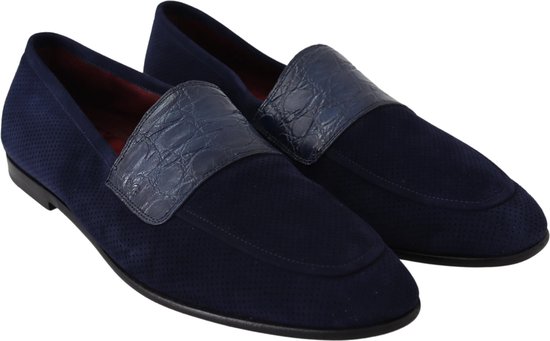 Blue Suede Caiman Loafers Slippers schoenen