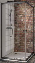 Cabine de douche Saqu Aqua Sun - Entrée d'angle avec porte coulissante - 90 x 90 x 180 cm - Verre de sécurité - Zwart - Paroi de douche