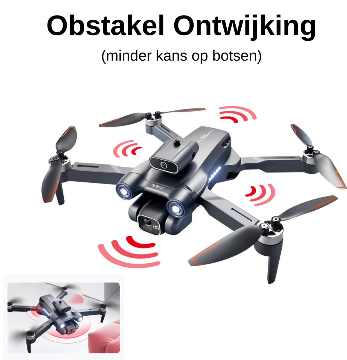 SefSay Ultra Max Drone - Drone met dubbele ESC HD camera - Obstakel Ontwijking - Borstelloze motoren - 3 batterijen en een opbergtas - Geschikt voor kinderen en volwassenen – foto 3