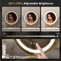 Gouden make-upspiegel met LED verlichting, instelbare helderheid van 20% tot 100%.