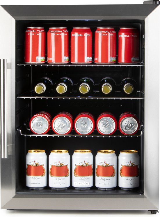 Barkoelkast 60L zwart met glazen deur, LED-verlichting, omkeerbare deur, energieklasse D – DOMO DO91609BK