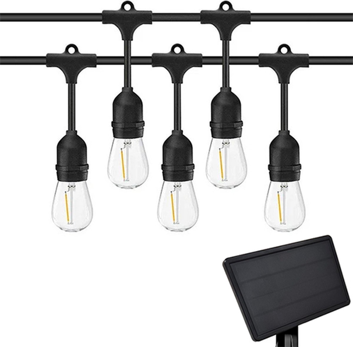10m Arena Solar LED Prikkabel - IP65 Lichtsnoer Buiten - Lampjes Slinger - inclusief 10x E27 lampen