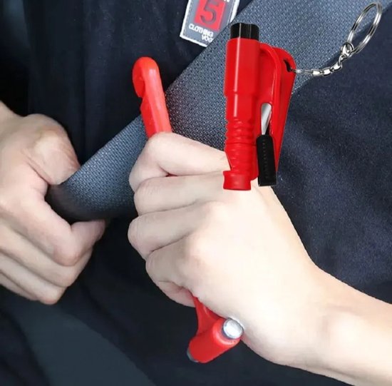 LIHAO Noodhamer voor de auto, 4 stuks, veiligheidsgordelsnijder