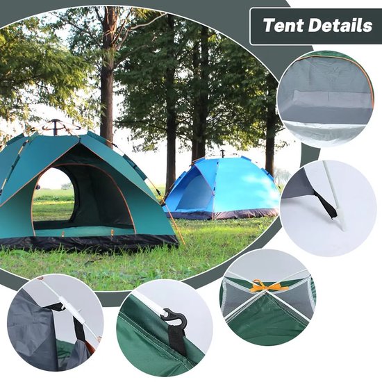 Mercadome® Tent - Kampeertent - Binnentent - 1 min opgezet - Uv werend - Dubbele deur - Ventilatie - 200x150x125 cm - Blauw van Mercadome — afbeelding 5