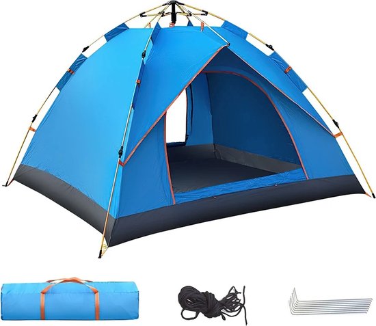 Mercadome® Tent - Kampeertent - Binnentent - 1 min opgezet - Uv werend - Dubbele deur - Ventilatie - 200x150x125 cm - Blauw