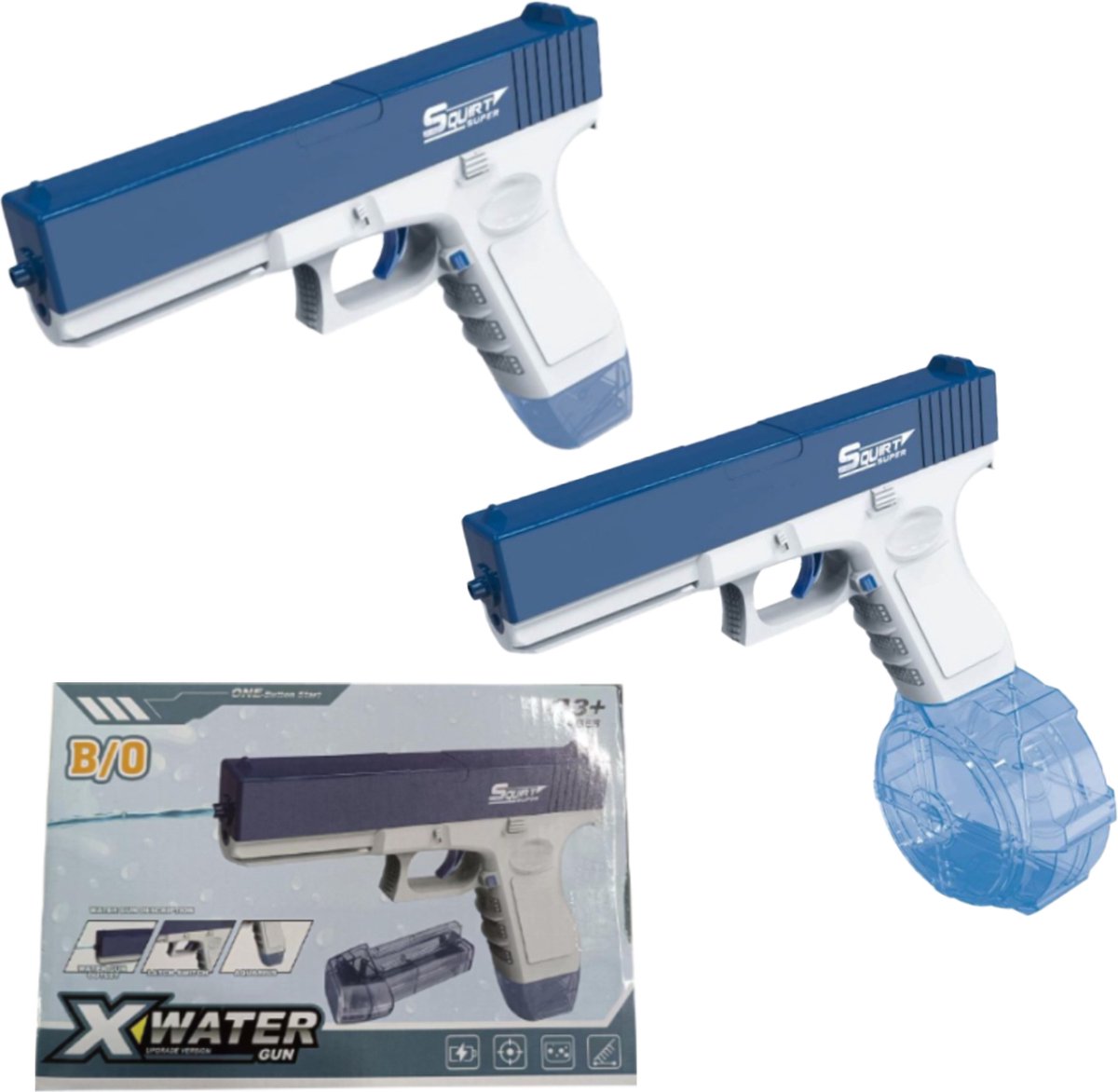 Elektrische waterpistolen, automatisch waterpistool met één knop, waterpistool met dubbele watertank, 10 meter bereik, waterpistool, speelgoed voor volwassenen en kinderen, buiten, zwembad, strand