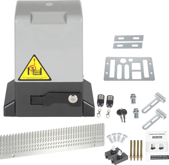 Foto: Poortopener schuifpoort 370w poortautomatisering operator garagedeuropeners voor schuifpoorten 12 m en max 800kg grijs schuifpoort operator aandrijving 8x rekken elk 50 cm 2x infraroodsensoren met afstandsbediening sleutel