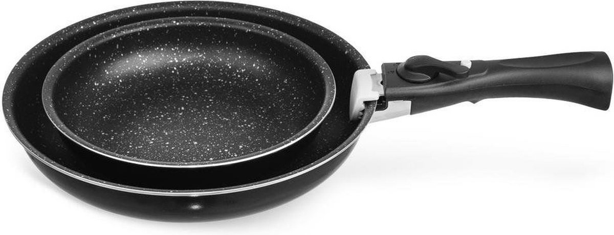 Koekenpan Graniet GRANDE 20 / 26 cm 3 delig - Multifunctionele Pan voor Vlees - Groenten