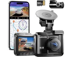 AZDome GS63H Pro 2CH dashcam voor auto - Voor en achter camera - Night vision - Loop recording - 4K resolutie - Wifi - Gps - Parkeermodus - 2.4 inch display - dashcam voor auto