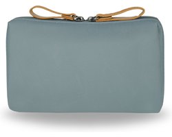 Ainy Make Up Tasje grijs - compacte organizer 18x14x6cm voor cosmetica en skincare - waterbestendig tas - toilettas dames voor make-up, sieraden en meer. De luxe beautycase voor tafel bureau of onderweg | cadeau voor vrouwen