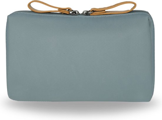 Ainy Make Up Tasje grijs - compacte organizer 18x14x6cm voor cosmetica en skincare - waterbestendig tas - toilettas dames voor make-up, sieraden en meer. De luxe beautycase voor tafel bureau of onderweg | cadeau voor vrouwen