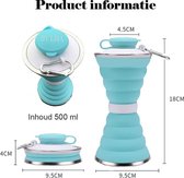 Bottle By Lisa Waterfles 500ML - Mint Groen - Compact Opvouwbaar - 100% BPA - 100% Lekvrij - Inclusief Karabijnhaak - Flexibel Siliconen