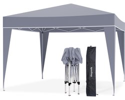 LifeGoods Partytent - Opvouwbaar - 3x3 m - Easy Up - Paviljoen - Vouwtent - Met Draagtas - Grijs