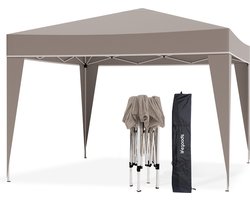 LifeGoods Partytent - Opvouwbaar - 3x3 m - Easy Up - Paviljoen - Vouwtent - Met Draagtas - Beige