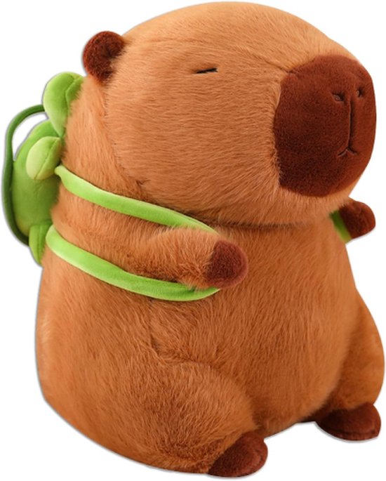 Foto: Capybara met rugzak pluche knuffel 26 cm grote capibara rugtas knuffels knuffeldier knuffelvriend groot bruin dierenknuffel kapibara kapybara speelgoed kawaii kussen tiktok plush toy