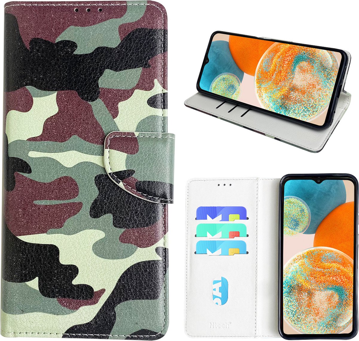 Hoesje geschikt voor Samsung Galaxy A23 Bookcase met camouflage print