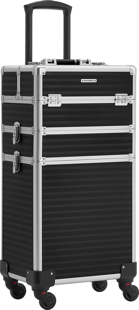 Make –up Koffer – Cosmeticakoffer – Grote trolley – – Met wielen – Zwart