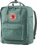 Turquoise Kånken rugzak met rond logo op de voorkant.