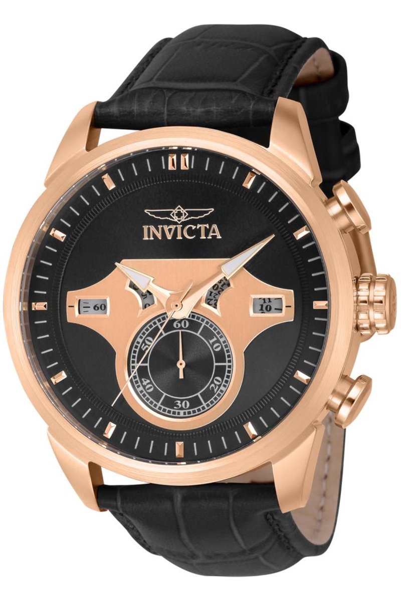 Invicta Objet D Art 43617 Heren Horloge - Waterdicht - Analoog - Quartz Uurwerk - Roestvrij Staal met zwarte Wijzerplaat -46m