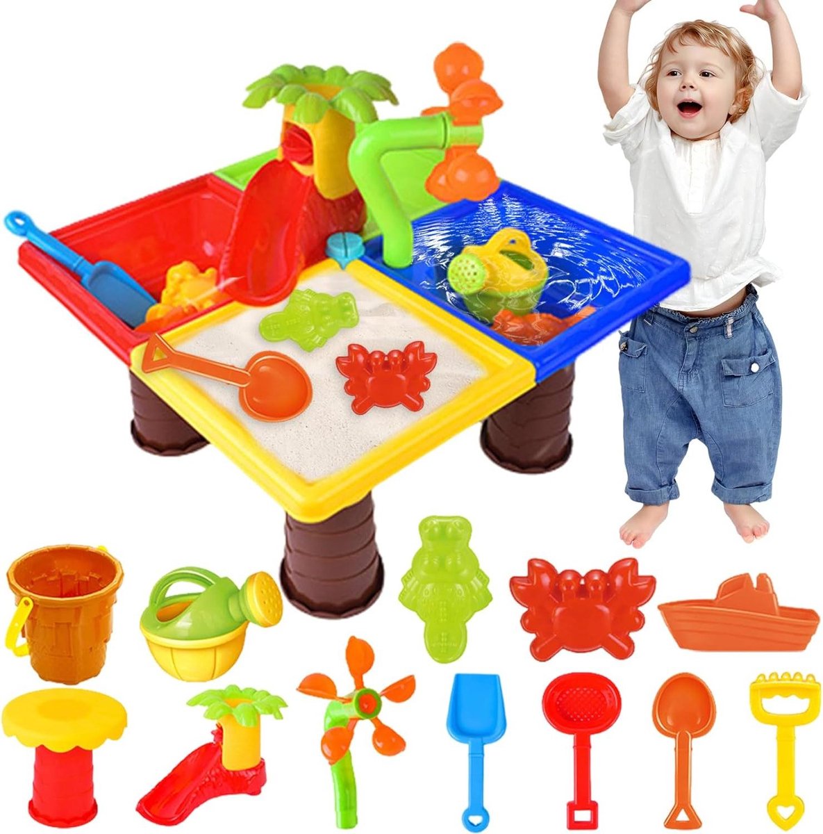 4-in-1 watertafel voor kinderen 25 stuks tafel zand- en waterspeelgoed zandbox zomerwatertafel strandactiviteiten watertafel