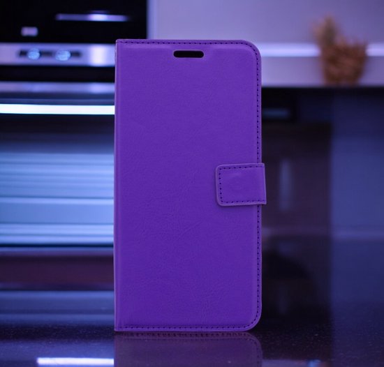 Bookcase Adapté pour : Samsung Galaxy A15 Violet - Étui portefeuille avec 2 pièces de protection d'écran en Glas - Couverture de livre