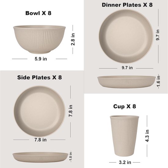 Campingservies Sets voor 6 Personen - Campingserviesset - Campingbord en Kommen Set - Herbruikbaar Servies - Magnetron en Vaatwasmachinebestendig - Camping Picknick Home Party Diner Set - 16 stuks Borden 8 stuks Kommen 8 borden set 6 person — afbeelding 2