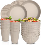 Bol.com Servies Sets voor 8 Personen - Plastic Borden en Kommen Set - Herbruikbaar Servies - Magnetron en Vaatwasmachinebestendi... aanbieding