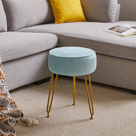 IBUYKE Vierkante make-upkruk met X-poot voetsteun, PU-voetsteun, Ottomaanse zitmeubelkruk, multifunctioneel als kleine bijzettafel, voor slaapkamer, woonkamer, donkerbruin L/G-71Z