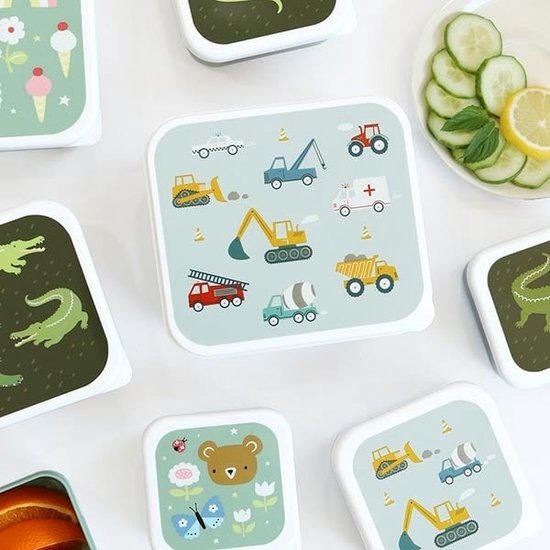 A Little Lovely Company Coffret déjeuner & goûter : Véhicules