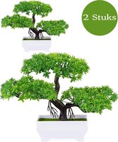Boncy® Premium Bonsai Kunstplant in pot - 2 stuks Kunstplanten - Nep planten voor Binnen en Buiten - Kamer Decoratie - Nepplanten Kunst plant Boompje - Kunstbloemen