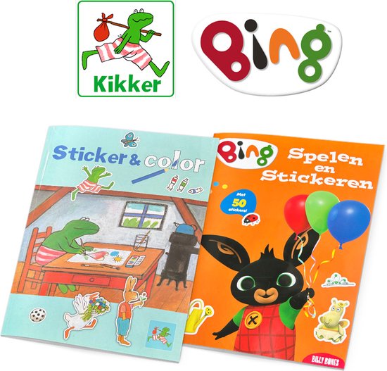 Foto: Bing kikker voordeelbundel 2 kleurboeken met stickers voor kinderen 2 jaar 3 jaar 4 jaar speelgoed peuter kleuter tekenen jongens meisjes stickerboeken cadeau doeboek leren activiteitenboek