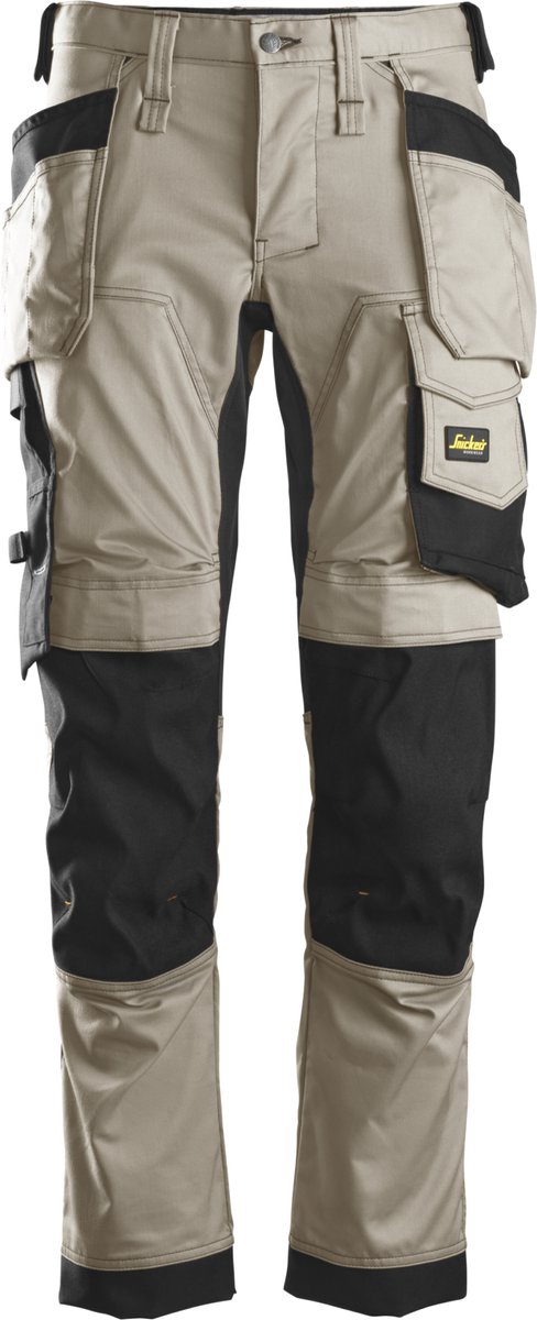 Snickers 6241 AllroundWork, Stretch Werkbroek met Holsterzakken - Khaki/Zwart - 88