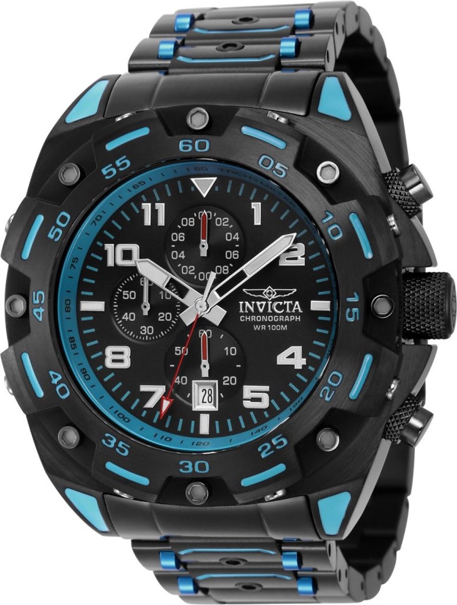 Invicta Sea Monster 37666 Heren Horloge - Waterdicht - Analoog - Quartz Uurwerk - Roestvrij Staal met zwarte Wijzerplaat -50m