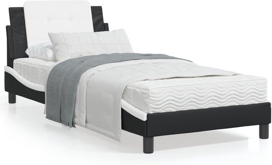 vidaXL - Bedframe - zonder - matras - "Zadar" - kunstleer - zwart - en - wit - 80x200 - cm